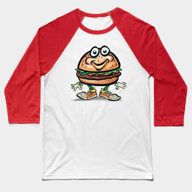 Hamburger Dude Baseball T-Shirt by Kevin Middleton